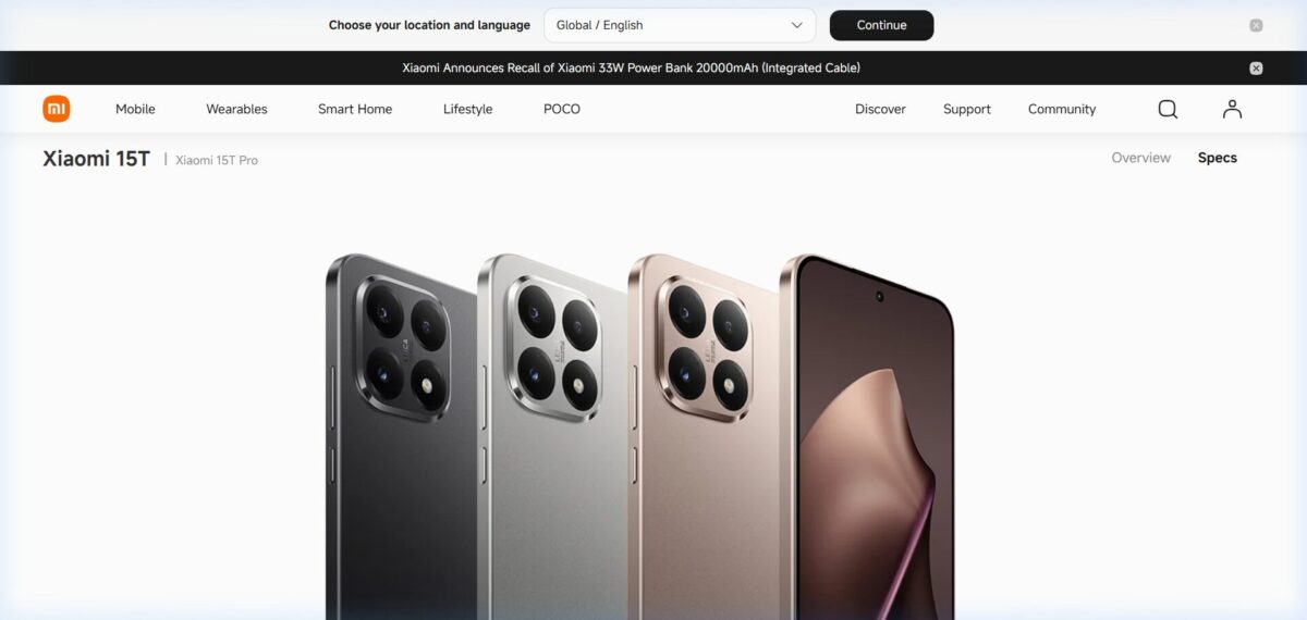 Xiaomi 15T 公式イメージ